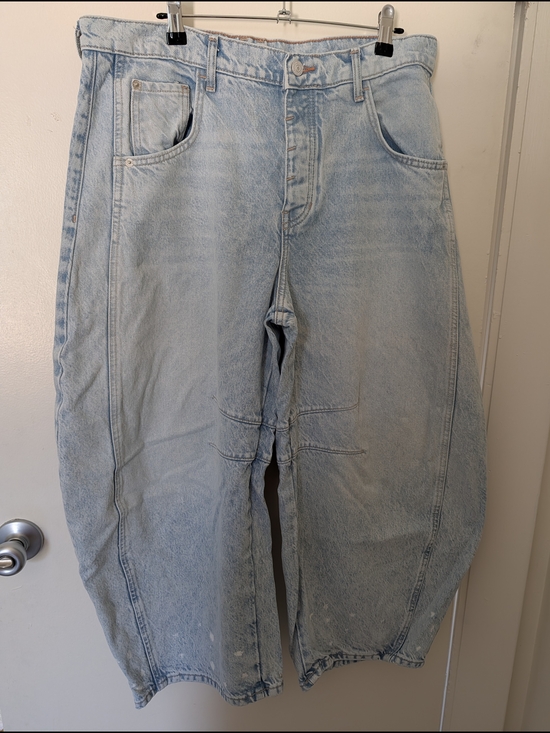 Free People Denim - Free People Light Wash Wide Leg Barrel Jeans